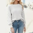 thumbnail image 2 of UJNDER Crewneck Long Sleeve Puff Sleeve Sweater for Women Casual Loose Knitted Pullover White XXL, 2 of 8