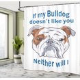 thumbnail image 5 of Ambesonne Bulldog Shower Curtain, Humorous Typographic Design, 69"Wx70"L, White Blue and Brown, 5 of 5