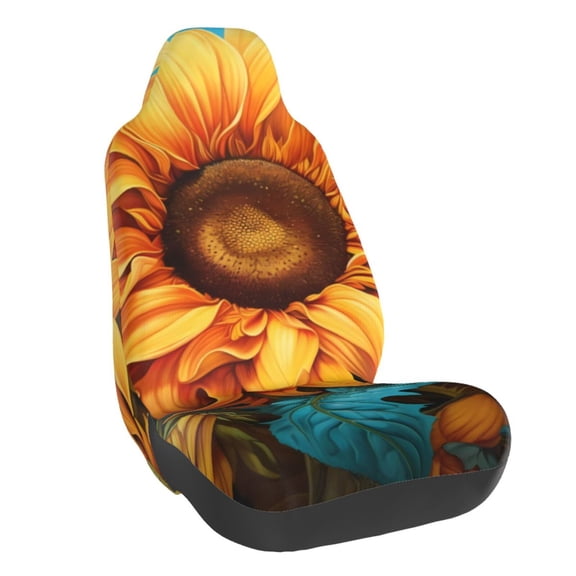 Vsdgher Deep Yellow Colorful Sunflower for Automotive Seat Covers for Cars Trucks and SUVs, Universal Fit Anti-Slip Bucket Seat Protector for Cars,Vehicle Seat Protector for Front Seats