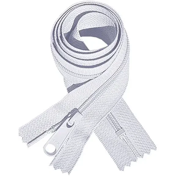 YKK #4.5 Handbag Zipper 60” with Extra - Long Pull Slider ~ Closed Bottom ~ White (1 Zipper)