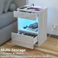thumbnail image 5 of Hommpa LED Nightstands Set of 2 Nightstand with Charging Station Nightstands with 2 Drawer Open Shelf Nightstands USB Type C Port LED End Table Nightstands for Living Room Faux Marble White, 5 of 11