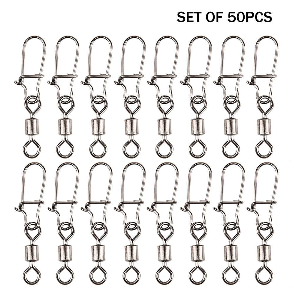 50pcs Rolling swivel with hanging snap fishing tackle Tackle connector D4L9 