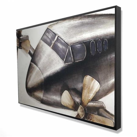 Begin Home Decor 2081-2436-TR7 24 x 36 in. Airplane in Full Flight - Framed Canvas Office Aviation