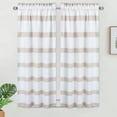 thumbnail image 4 of Danolaps Kitchen Valance,Waffle Weave Textured Farmhouse Window Treatment Decor Curtains Dyed Striped Pattern Curtain Valance With Rod Pocket Cafe Curtains,One Panel, 4 of 9
