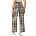thumbnail image 3 of Lovito Casual Plaid Elastic Waist Wide Leg Pants, 3 of 5