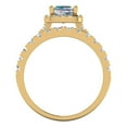 thumbnail image 4 of Clara Pucci 14K Yellow Gold Princess Cut 0.75Ct Synthetic Blue Moissanite Engagement Ring + Matching Band - Luxury Box Included, 4 of 7