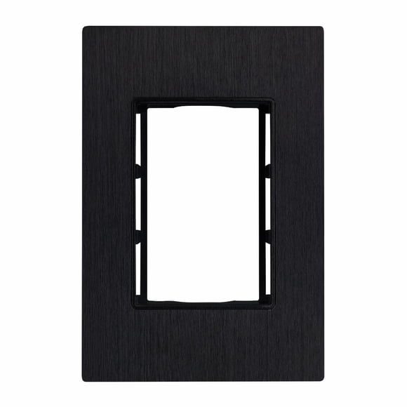 Placa 3 Módulos Alpha Aluminio Negro Cepillado