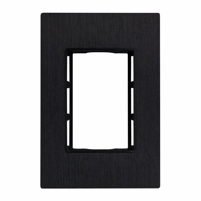 Placa 3 Módulos Alpha Aluminio Negro Cepillado