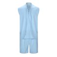 thumbnail image 2 of JLFKNG Men's Sets 2 Piece Beach Outfits Lace Up Hippie Tank Tops Summer Casual Sleeveless Shirts Matching Shorts Set Lounge Summer Sets, 2 of 7