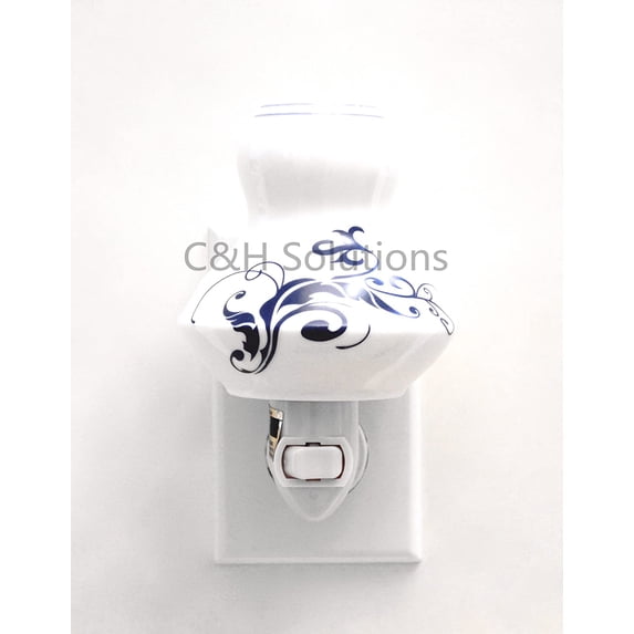 Elegant Beautiful Blue Artwork Porcelain Lamp Candle Aromatherapy Oil Night Lights, Night Lamp, Decorations Night Lights