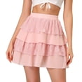 thumbnail image 1 of Minifalda Escalonada De Encaje De Cintura Alta De Verano Para Mujer Rosa S, 1 of 6