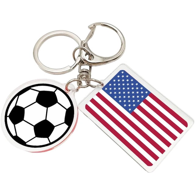 Yanonmyfd 2026 World Cup Soccer Keychain - 2026 World Cup Flag Keychain, Soccer Fan Gift & Souvenir (2PCS),United States