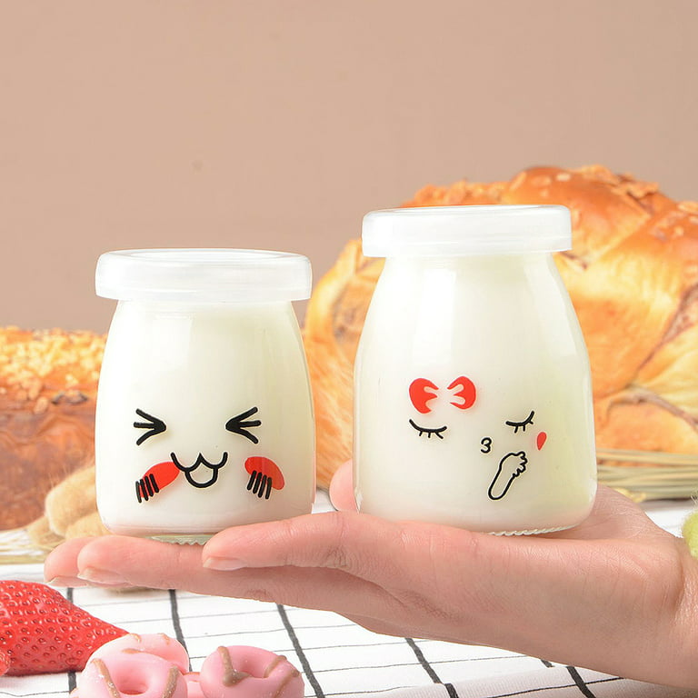 60ml 170ml 210ml Cute Round Glass Pudding Jars for Yogurt with