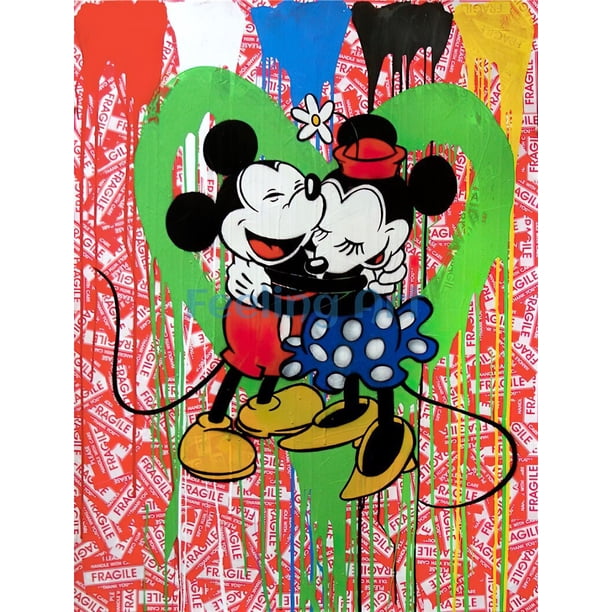 Disney Mickey Mouse Canvas Painting Poster and Mickey Minnie Mouse Prints Funny Wall Art Picture for Living Room Home DecorationA2 42x60cm Unframed Gao Jinjia LED