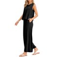 thumbnail image 4 of INSPIRE CHIC Women's 2 Piece Linen Outfit Sleeveless Crop Top and Wide Leg Pants Casual Summer Set Black XL, 4 of 6