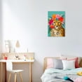 thumbnail image 4 of ZHONGYUTONG Leopard Canvas Wall Art Leopard with Flower Crown Picture Prints Botanical Jungle Animal Painting Bathroom Nursery Decor Framed (28.00" x 42.00"), 4 of 6