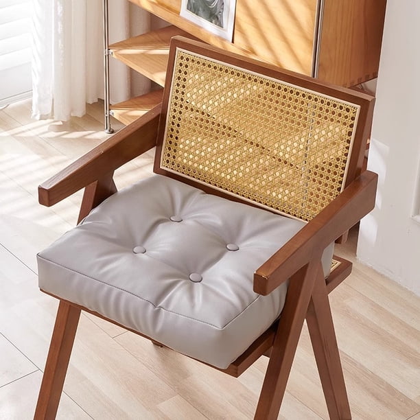 Xiao Hua Cojín de Cuero Artificial Impermeable Gris Claro -1 Pieza, 15.75 X 15.75 X 3.15 inch con Cojín de Asa, Diseño de Doble Cara, Adecuado para Ventanas Mirador y Cojines Interiores