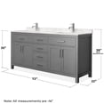 thumbnail image 5 of Wyndham Collection Beckett 72" Wood Double Bathroom Vanity in Dark Gray/Nickel, 5 of 6