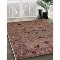 thumbnail image 3 of Ahgly Company Machine Washable Indoor Square Industrial Modern Red Brown Area Rugs, 5' Square, 3 of 7