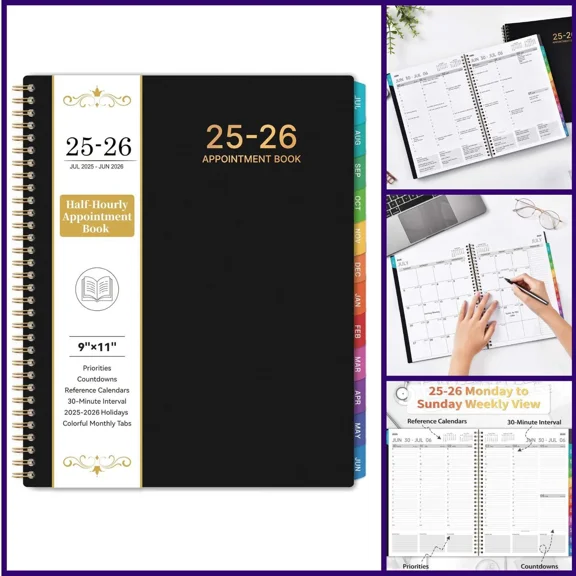 2025-2026 Appointment Book/Planner Weekly Monthly Large 9" X 11", July 2025
