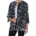 thumbnail image 3 of ANNE KLEIN $159 Womens New 4271 Gray Printed Open Cardigan 3/4 Sleeve Top 8 B+B, 3 of 4