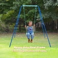 thumbnail image 4 of Patiojoy Outdoor Kids Metal Swing Set with Frame Steel Stand Heavy Duty Metal A-Frame Blue, 4 of 8