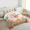 thumbnail image 3 of jejeloiu Autumn Harvest Pumpkin Full Size Comforter Sets,Pink Bow Bowknot Bedding Comforter Set,Gold Glitter Print Bedding Sets For Girl Boys,Microfiber Bedroom Decor,3pcs, 3 of 8