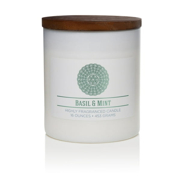 Wellness Scented Jar Candle White Jar Basil And Mint 16 Oz Single Walmart Com Walmart Com