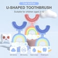 thumbnail image 2 of Cepillo de dientes en forma de U para niños de 2 a 6 años - Forma de arco iris (rosa), cepillo de dientes de limpieza bucal de 360°, cabezal de cepillo de silicona suave, cepillo de dientes blanqueado, 2 of 5