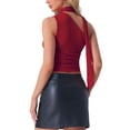 thumbnail image 3 of INSPIRE CHIC Women's One Shoulder Sleeveless Ruched Summer Y2K Crop Tank Top XL Red, 3 of 6