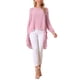 thumbnail image 2 of Blusas asimétricas de chiffon de manga larga con cuello redondo para mujer, estilo casual y elegante, color rosa polvo, talla XL, 2 of 6