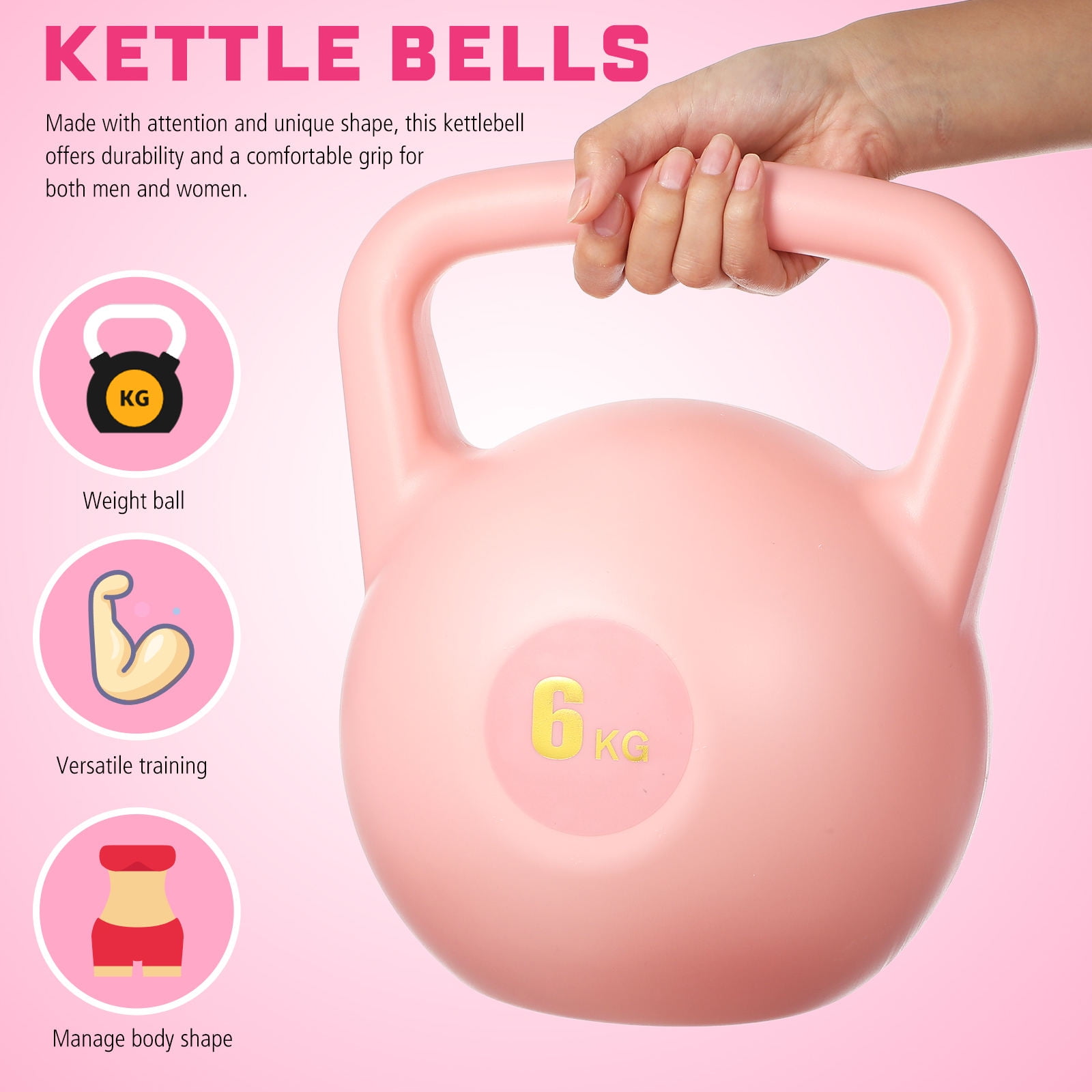 HONMEET PE Material Kettlebell with Ergonomic Grip Handle for Home Gym Fitness Workouts and Strength Training
