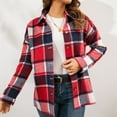 thumbnail image 6 of jsaierl Womens Shacket Jacket Flannel Shacket Fall Plaid Jackets Long Sleeve Button Down Shirts Boyfriend Blouses Tops, 6 of 7