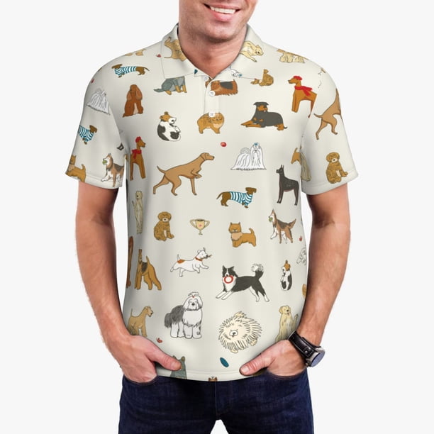 Balery Dogs Funny Pets Camisa Polo de Hombre con Estampado, de Manga Corta y Tejido Medio, Camisa Tipo Golf Polo-Medium