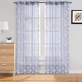 thumbnail image 1 of Haperlare Sheer Curtains 84"L x 52"W Light Filtering Curtains Faux Linen Textured Solid Voile Curtains for Bedroom, Navy Blue, 2 Panels, 1 of 7