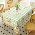 thumbnail image 2 of Spring Easter Tablecloth Rectangle, Flower Bunny & Eggs Buffalo Plaid Decorative Table Cloths Stain Resistant Fabric Table Cover for Dinner/Party/Picnic/Indoor/Outdoor (Green, 60 x 84 Inch), 2 of 6