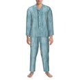 thumbnail image 3 of Picia Turquoise Wooden1 Pattern Men’s Long-Sleeve Sleepwear Set - Soft 2-Piece Loungewear with Pockets, Comfy PJs for Relaxing Nights-Medium, 3 of 7