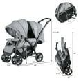 thumbnail image 6 of Infans Foldable Double Baby Stroller Lightweight Front & Back Seats Pushchair Gray, 6 of 6