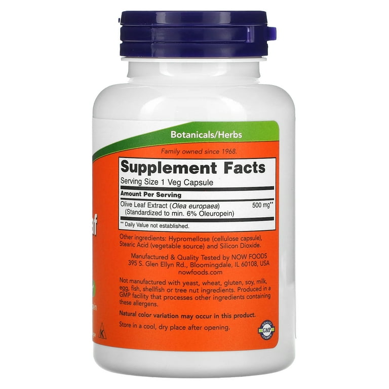 NOW Supplements, Olive Leaf Veg Capsules 500 120 mg, Scavenger*, Free Radical Extract