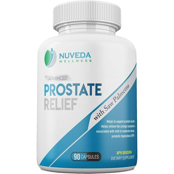 Nuveda Wellness Supplément de Soulagement de la Prostate pour Hommes - pour une Fonction Saine de la Prostate et un Flux Urinaire Normal - Lycopène, Zinc, Palmier Nain et Ortie - 90 Gélules