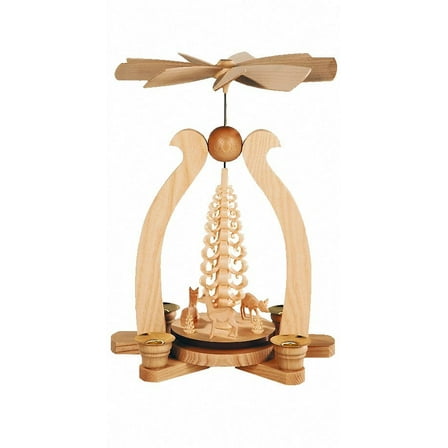 German christmas pyramid arch Deer, hand-carved, height 29 cm / 11 inch, natural, original Erzgebirge by Müller Seiffen