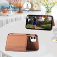 thumbnail image 3 of for iPhone 11 Case with Card Holder,Kickstand for iPhone 11 Wallet Case,RFID Blocking,Camera Protector,PU Leather Shockproof Protective Flip Cover for iPhone 11 Phone Case (Brown), 3 of 14