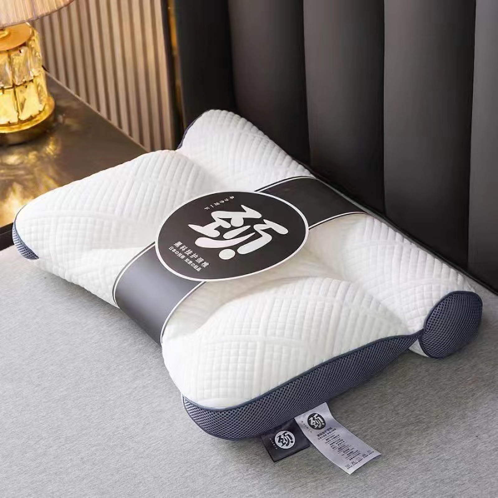Ergonomic Goose Down Pillow,Sleep Enhancing Cervical Support Comfort Goose Memory Foam, Sleep Aid Neck Pillow for Side Back Stomach Sleeper Adults Contour Orthopedic Bed for Back Foam (Coffee)