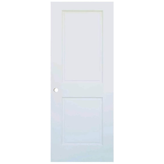 Slab 2-Panel Shaker White with Bore Hole Interior Door