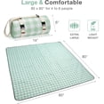 thumbnail image 2 of Picnic Blanket, 80''x80'' Waterproof Outdoor Blankets, Picnic Mat Washable for Beach, Picnic Blankets for Camping on Grass with Shoulder Strap - Green & White, 2 of 18