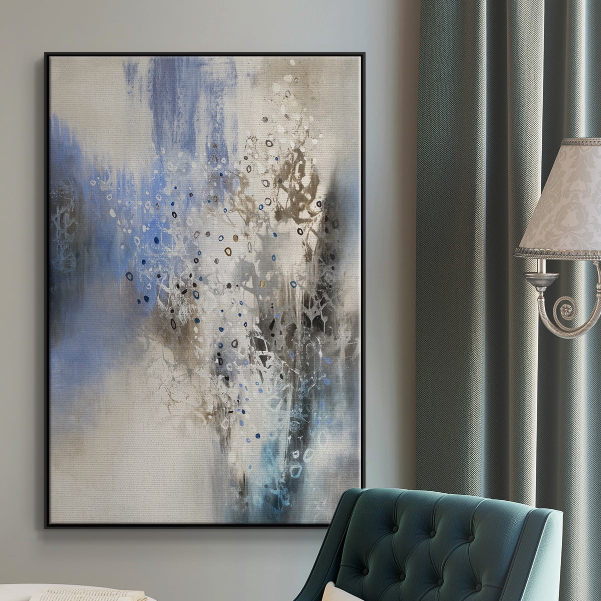Glacier Stones Framed Premium Gallery Wrapped Canvas - Ready to Hang - 17 x 25 - Black Floating Frame