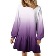 thumbnail image 2 of Swuxness Women Long Sleeves Shirts Dress, Women Fall Dress, Women's Solid Color Lapel Zipper Slim Long Sleeve Knit Dress Purple, XL, 2 of 4