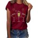 thumbnail image 1 of Gibobby Camiseta Navideña De La mujer Navidad Copa de de nieve Sombrero Impresión O Cuello Manga corta Camiseta suelta Blusa Tops(Vino,XG), 1 of 4