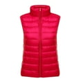 thumbnail image 4 of successthop Cropped Puffer Vest for Women Red Sleeveless Down Jacket No Hood Waist Length Winter Coats Lightweight Warm Outerwear Plain Thick Coat Zip Winter Clothes Soft Comfy Overcoat, 4 of 5