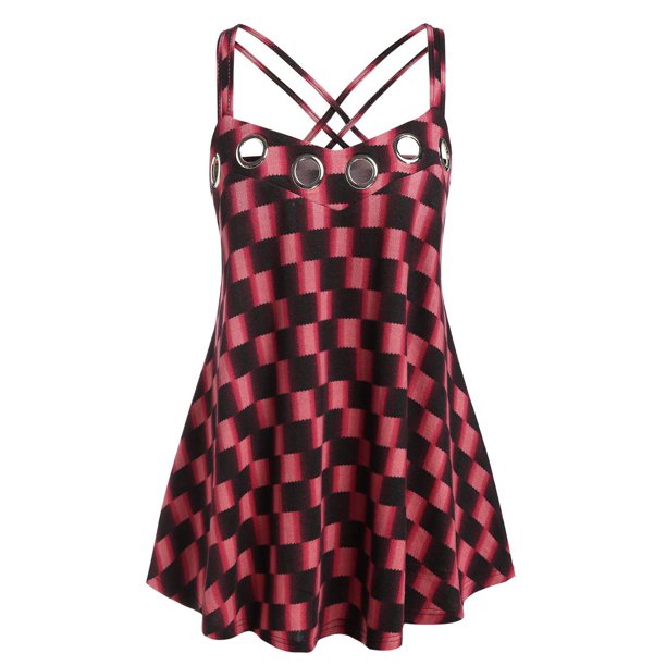 Tank Top de Ojales de Talla Extra con Mangas Cortas Rosegal Camisetas sin mangas de talla grande